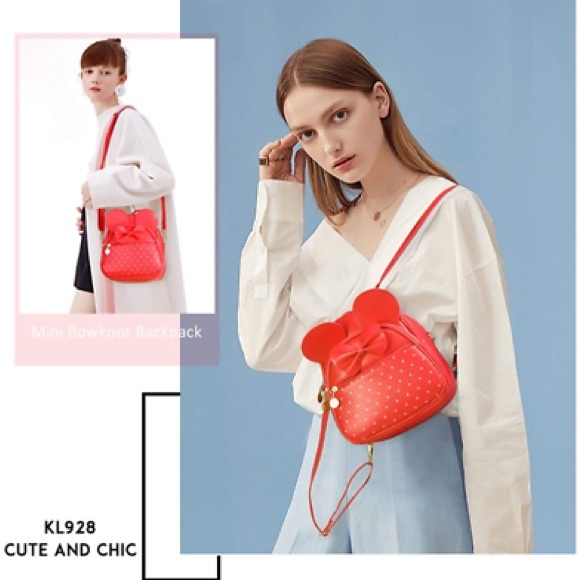 Girls Bowknot Polka Dot Cute Mini Backpack Small Daypacks Convertible Shoulder B - Picture 8 of 8